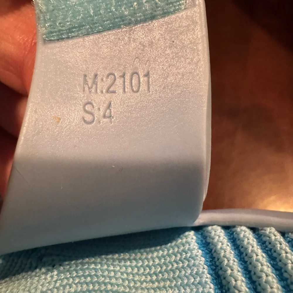 Jbirds Stand to Walk Blue Striped Kids Shoes in their size 4